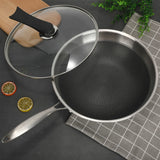 Household Stainless Steel Oil-free and Uncoated Flat-bottom Wok Suitable for Induction Cooker Gas