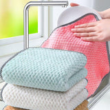 4pcs Hand Towel Hangable Dishcloth Kitchen Rag Non-Stick Oil Absorbent Towel(Color Random Delivery)
