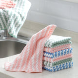 10 PCS Absorbent Wave Dish Cloth Rag Non-stick Oil Coral Velvet Dish Towel Random Color