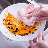 10 PCS Absorbent Wave Dish Cloth Rag Non-stick Oil Coral Velvet Dish Towel Random Color