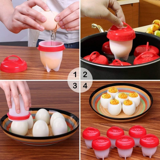 6 PCS/Set Eierkokers Cooker Silicone Non-stick Egg Steamer