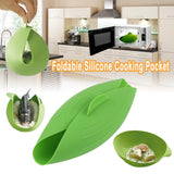 Silicone Cooking Bowl Microwave Oven Foldable Steamed Fish Bowl Salad Bowl(Green)