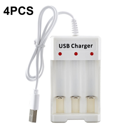 4 قطع BMAX B-03 شاحن بطارية NiMH بثلاث فتحات، شاحن USB لبطارية AA/AAA، 3 فتحات USB (أبيض)