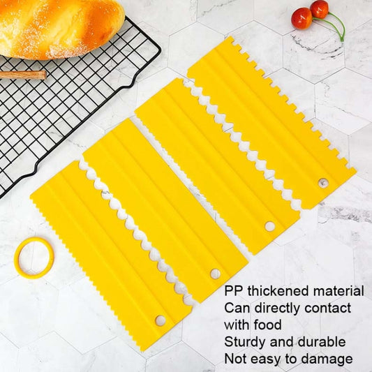 4 PCS / Set Plastic Cream Scraper PP Double Side Sawtooth Baked Cake Flattener