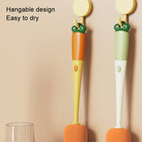 Long Handle Household Multifunctional Cup Washing Brush Carrot Shape 3 In 1 Cleaning Brush
