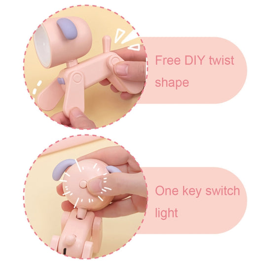 Rechargeable DIY Cartoon Night Light Desktop Ornament Mini Table Lamp(Deer Pink)