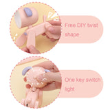 Rechargeable DIY Cartoon Night Light Desktop Ornament Mini Table Lamp(Deer Pink)