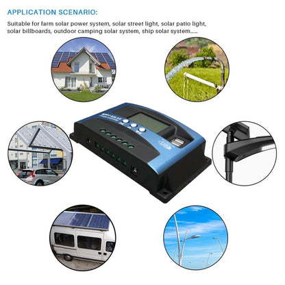 YCX-003 30-100A Solar Charging Controller with LED Screen & Dual USB Port Smart MPPT Charger, 12/24V 30A, 12/24V 40A, 12/24V 50A, 12/24V 60A, 12/24V 100A, 12/24/36/48/60V 40A, 12/24/36/48/60V 100A, 12/24/36/48/60V Wifi 100A