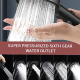 Pressurized Shower Water Heater Handheld Multifunction 6-speed Nozzle