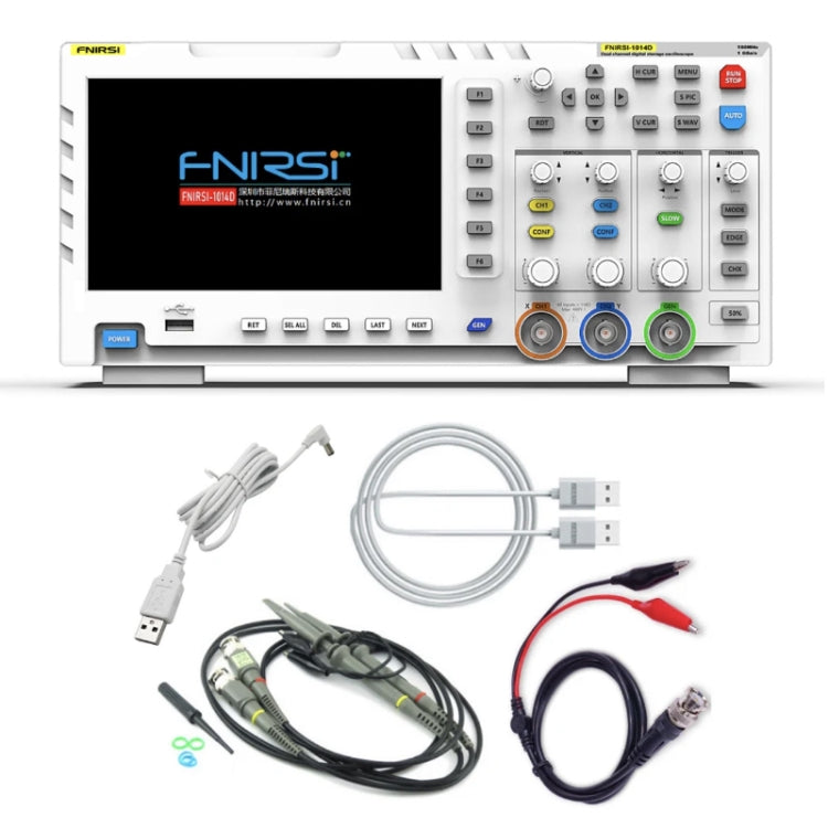 جهاز راسم الذبذبات الرقمي FNIRSI 2 في 1 ثنائي القناة بعرض نطاق 100 متر، مولد إشارة أخذ العينات 1GS، قابس الاتحاد الأوروبي، 1014D، 1014D + مسبار P4100