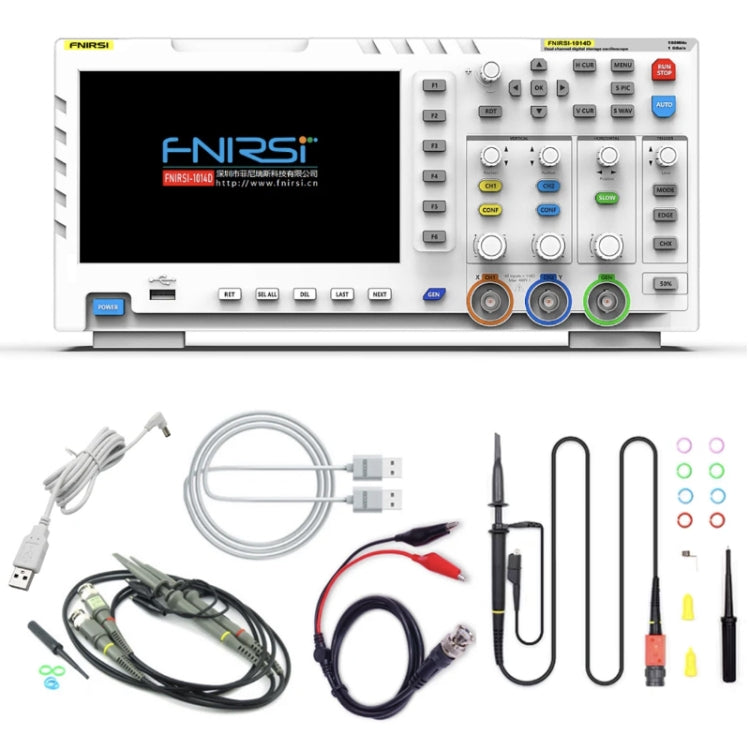 جهاز راسم الذبذبات الرقمي FNIRSI 2 في 1 ثنائي القناة بعرض نطاق 100 متر، مولد إشارة أخذ العينات 1GS، قابس الاتحاد الأوروبي، 1014D، 1014D + مسبار P4100