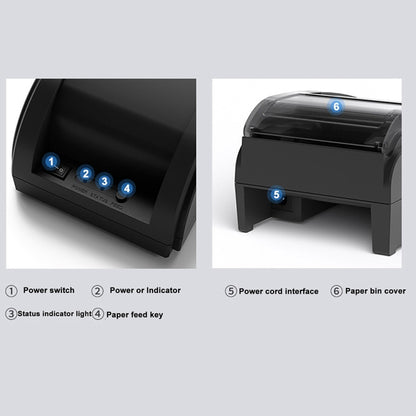 طابعة حرارية لإيصالات الطلبات الخارجية بمنفذ USB مقاس 58 مم، إصدار كمبيوتر + بلوتوث محمول، قابس أمريكي، قابس بريطاني، قابس أوروبي