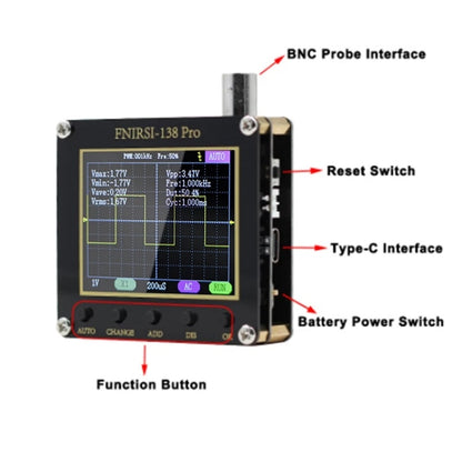 FNIRSI Handheld Small Teaching Maintenance Digital Oscilloscope, Standard Without Battery, Upgrade Without Battery