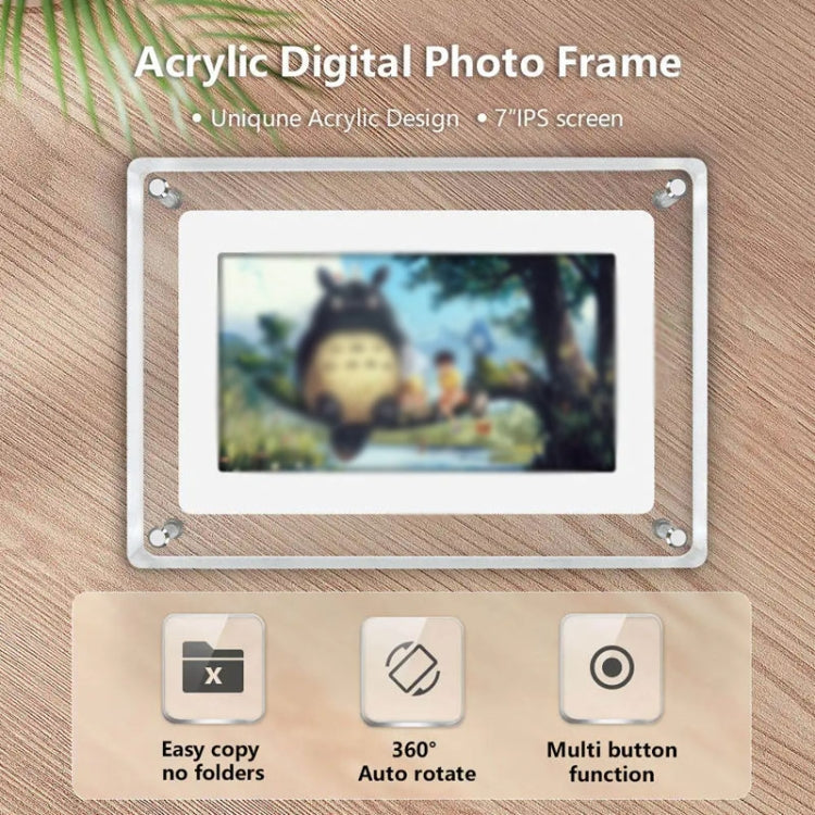 7 Inch Acrylic HD Digital Photo Frame Desktop Smart Motion Video Player Ornament, 7 Inch (US Plug), 7 Inch (EU Plug), 7 Inch (UK Plug)