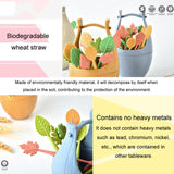 16pcs Fruit Forks + 1pc Barrel Mini Wheat Fiber Material Tableware Set Snack Dessert Forks
