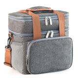 Double Layer Insulated Lunch Bag Large Capacity Food Cooler Bag with Shoulder Strap
