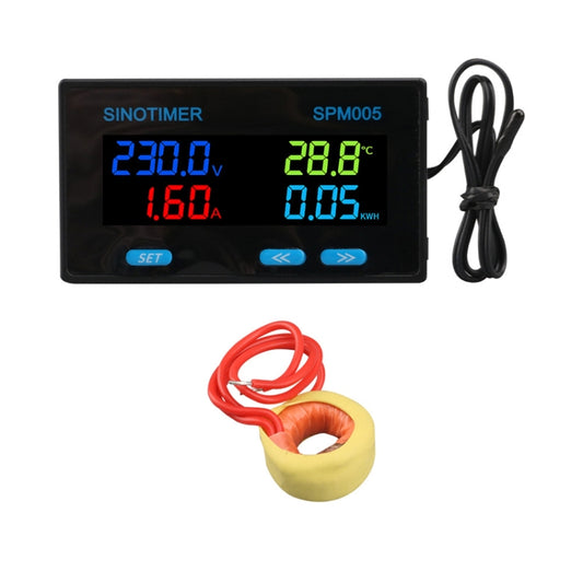 SINOTIMER SPM005 AC Digital Display Voltage Current Power Electricity Multifunctional Monitoring Meter, 20A, 100A, 200A