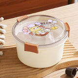 1100ml Cartoon Round Microwaveable Bento Box Outdoor Student Lunch Box
