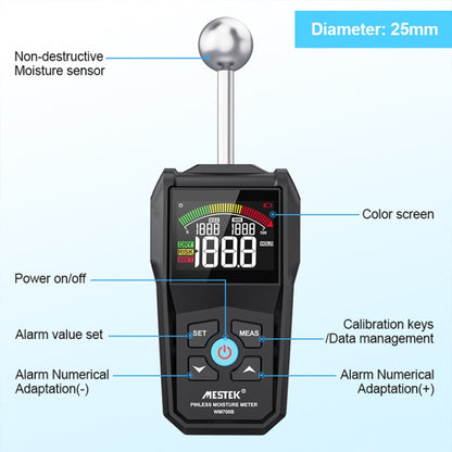 MESTEK WM700B Non -Contact Wood Moisture Detector With LCD Screen Alarm Function