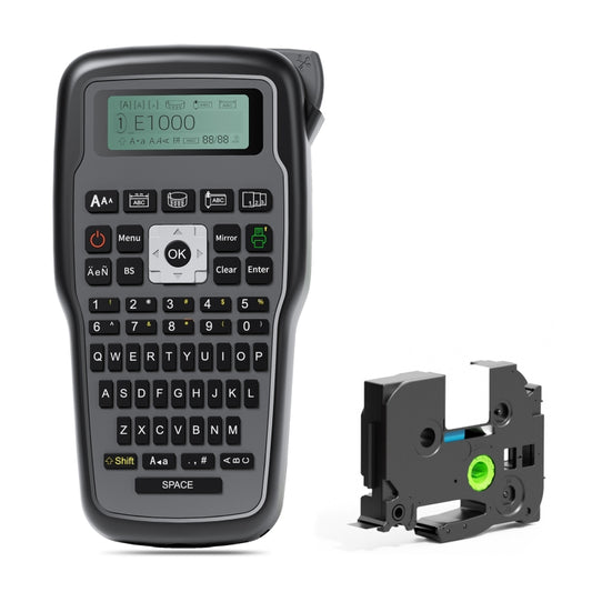 طابعة حرارية محمولة Phomemo E1000 لصانعة الملصقات الصناعية مزودة بلوحة مفاتيح، قابس أمريكي، لون رمادي، برتقالي