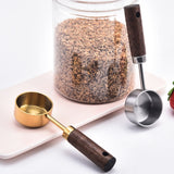 15ml Wooden Handle Stainless Steel Measuring Spoon Coffee Powder Milk Powder Spoon