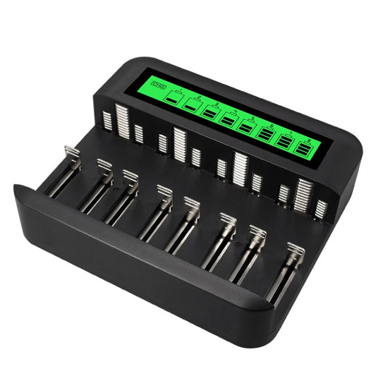 شاحن بطارية متعدد الوظائف بشاشة LCD ثماني الفتحات AA / AAA / C / D، و8 فتحات USB