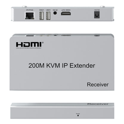 KVM 200m HDMI IP Extender RJ45 Network Cable Video Extender, Transmitter+Receiver, US Plug, 200m