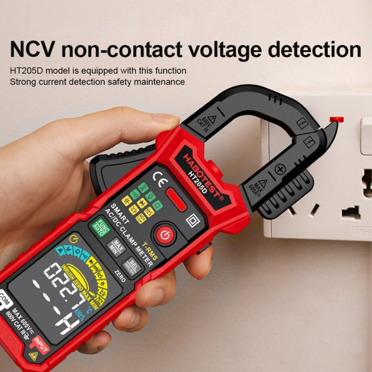 مشبك HABOTEST HT205D، مقياس متعدد رقمي ذكي عالي الدقة، مضاد للاحتراق، متعدد الوظائف، HT205D
