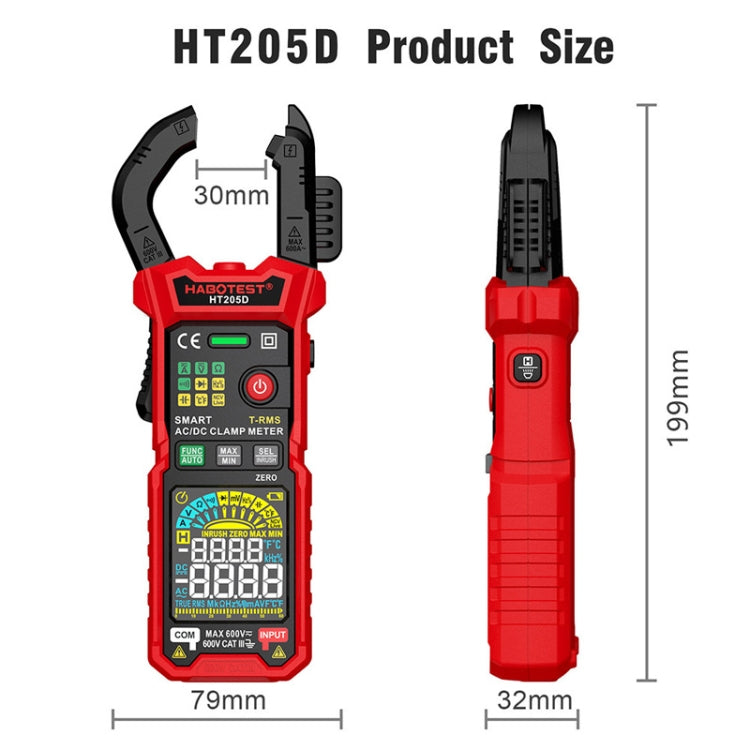 مشبك HABOTEST HT205D، مقياس متعدد رقمي ذكي عالي الدقة، مضاد للاحتراق، متعدد الوظائف، HT205D