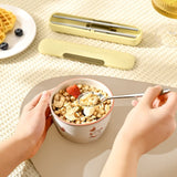 Portable Spoon Chopsticks Cutlery Set with Storage Box For Students, Office Workers and Camping