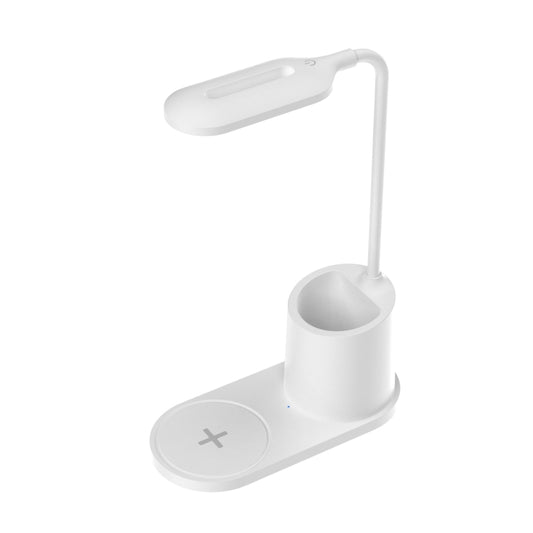 HT-513 3-in-1 15W Wireless Phone Charging Desktop Pen Holder Table Lamp(White)