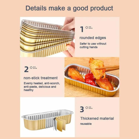 5pcs /Pack Air Fryer Rectangle Tin Box Oil-Proof Aluminum Foil BBQ Drip Tray Set