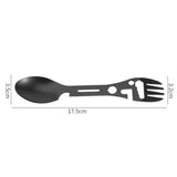 2pcs 10 In 1 Outdoor Camping Picnic Multifunctional Portable Fork and Spoon Tool(Black)