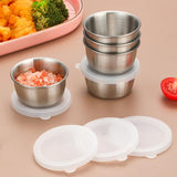 40ml Stainless Steel Sauce Cup With Plastic Lid Sealed Leak-Proof Dipping Dish Seasoning Dish
