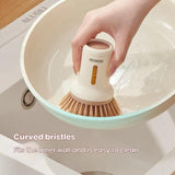 2pcs /Set ecoco Pot Washing Brush Short Handle Squeezeable + Long Handle Rotatable Household Dishwashing Brush
