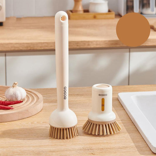 2pcs /Set ecoco Pot Washing Brush Short Handle Squeezeable + Long Handle Rotatable Household Dishwashing Brush