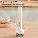 2pcs /Set ecoco Pot Washing Brush Short Handle Squeezeable + Long Handle Rotatable Household Dishwashing Brush
