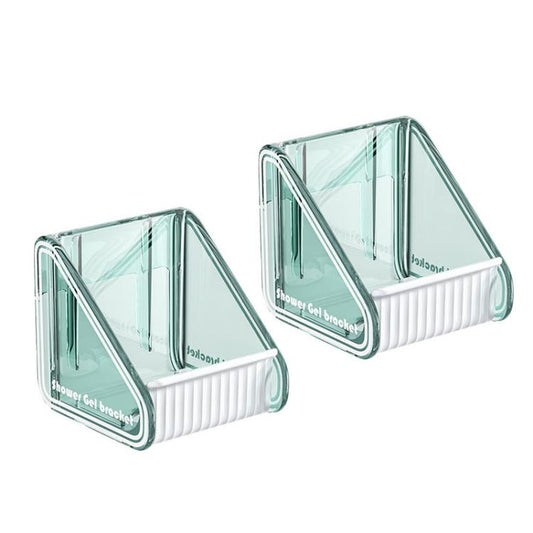 2pcs /Pack Wall-mounted Shower Gel Shampoo Holder with Adjustable Hole Distance(Green)
