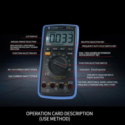 جهاز قياس متعدد رقمي بشاشة LCD، قياس عالي الدقة للسعة والجهد والتيار، SUNSHINE DT-17N
