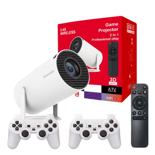 Game Projector Android 11 System With Wireless Gaming Controller 720P Home Theater, HY300