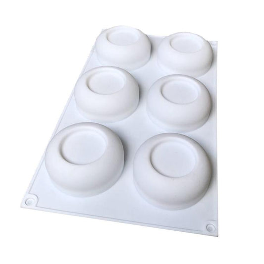 6-Cavity Round Concave Flower Pots Mousse Mold Silicone Dessert Cake Mold