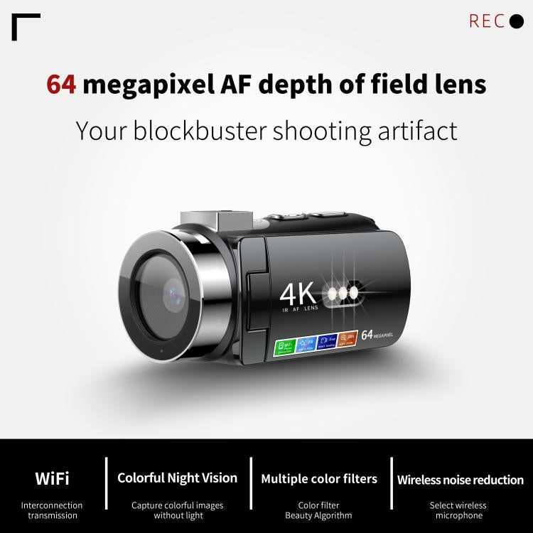 WiFi HD 4K Lightless Colorful Night Vision Digital Video Camera, Black, Black + Fill Light, Black + Lens Hood, Black + Wireless Noise Reduction Microphone, Black + Bracket, Black 4pcs /Set, Red, Red + Fill Light, Red + Lens Hood������������������������...