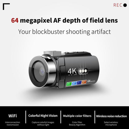 WiFi HD 4K Lightless Colorful Night Vision Digital Video Camera, Black, Black + Fill Light, Black + Lens Hood, Black + Wireless Noise Reduction Microphone, Black + Bracket, Black 4pcs /Set, Red, Red + Fill Light, Red + Lens Hood������������������������...
