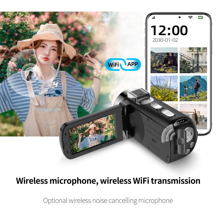 WiFi HD 4K Lightless Colorful Night Vision Digital Video Camera, Black, Black + Fill Light, Black + Lens Hood, Black + Wireless Noise Reduction Microphone, Black + Bracket, Black 4pcs /Set, Red, Red + Fill Light, Red + Lens Hood������������������������...