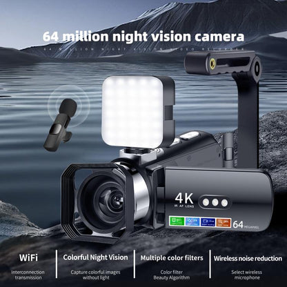 WiFi HD 4K Lightless Colorful Night Vision Digital Video Camera, Black, Black + Fill Light, Black + Lens Hood, Black + Wireless Noise Reduction Microphone, Black + Bracket, Black 4pcs /Set, Red, Red + Fill Light, Red + Lens Hood������������������������...