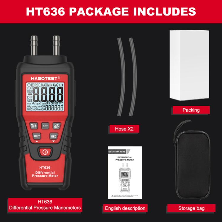 جهاز اختبار الضغط الدقيق الرقمي عالي الدقة HABOTEST HT636، HT636