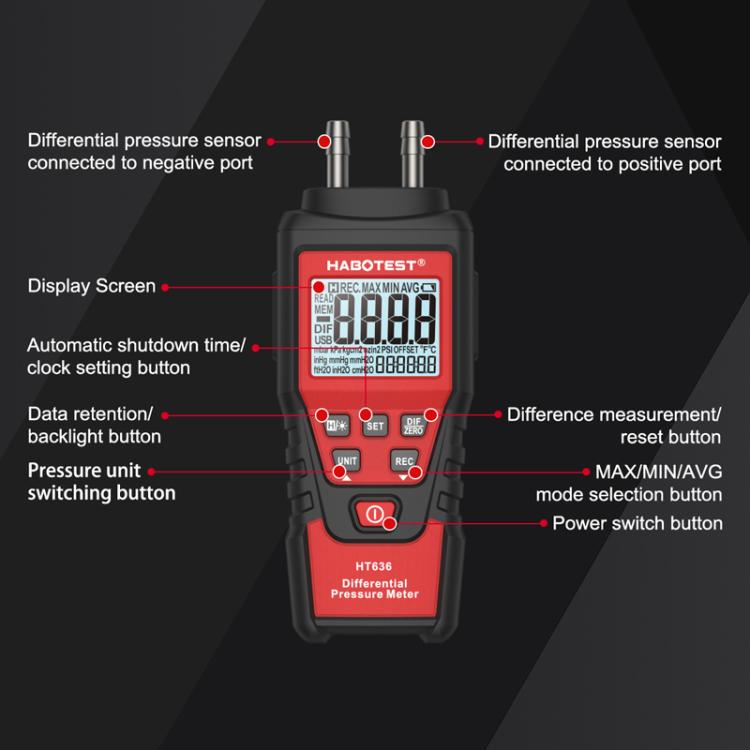 جهاز اختبار الضغط الدقيق الرقمي عالي الدقة HABOTEST HT636، HT636