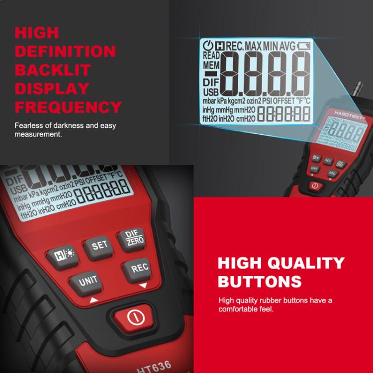 جهاز اختبار الضغط الدقيق الرقمي عالي الدقة HABOTEST HT636، HT636