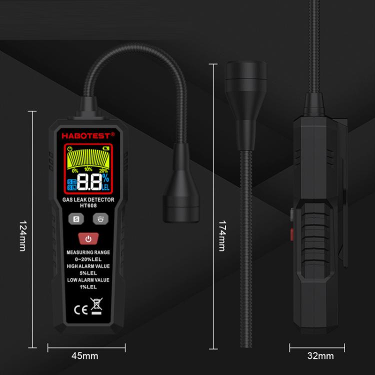 جهاز كشف الغازات القابلة للاشتعال HTBOTEST HT608، جهاز إنذار للكشف عن الغاز الطبيعي، HT608