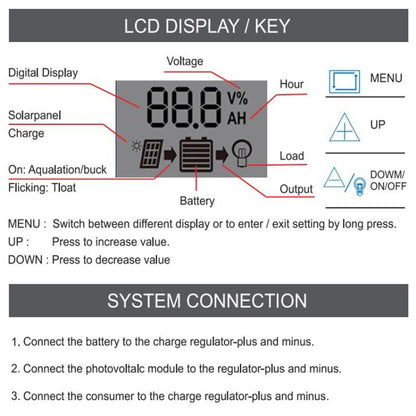 12V 24V 11.1V Solar Controller PV Solar Charge Controller, 10A, 20A, 30A